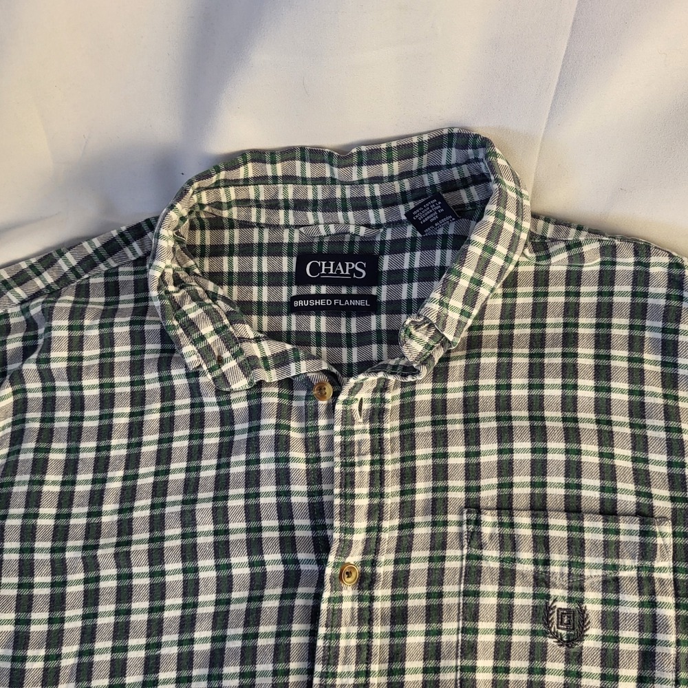 Chaps  Men's L Long Sleeve Brushed Flannel Shirt Plaid Cotton